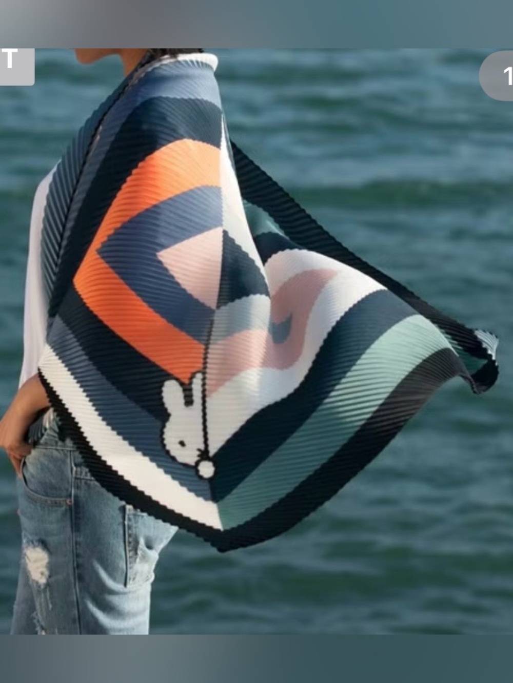 Miffy Scarf in Navy, Teal, Coral and Taupe